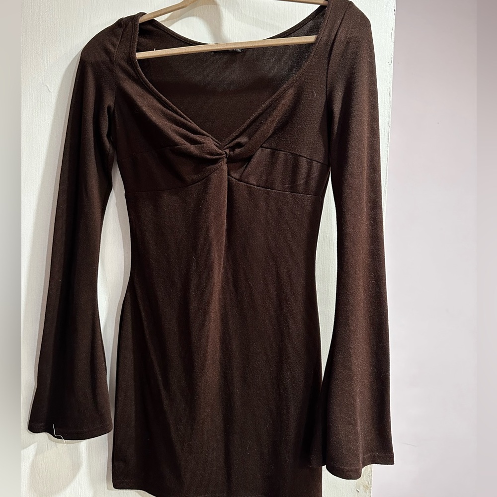 Brown long sleeved dress